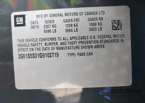 2016 Cadillac Xts Platinum z USA, uszkodzony, nr VIN 2G61S5S31G9102719